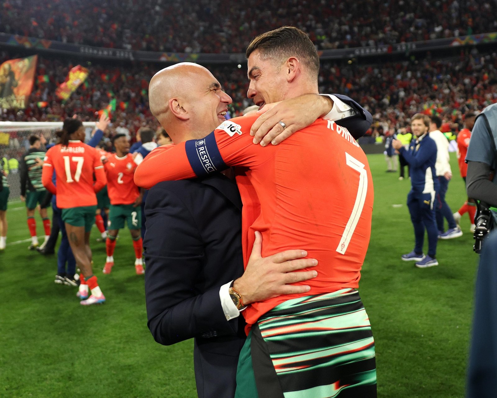 Roberto Martinez, manager of Portugal, and Cristiano Ronaldo.