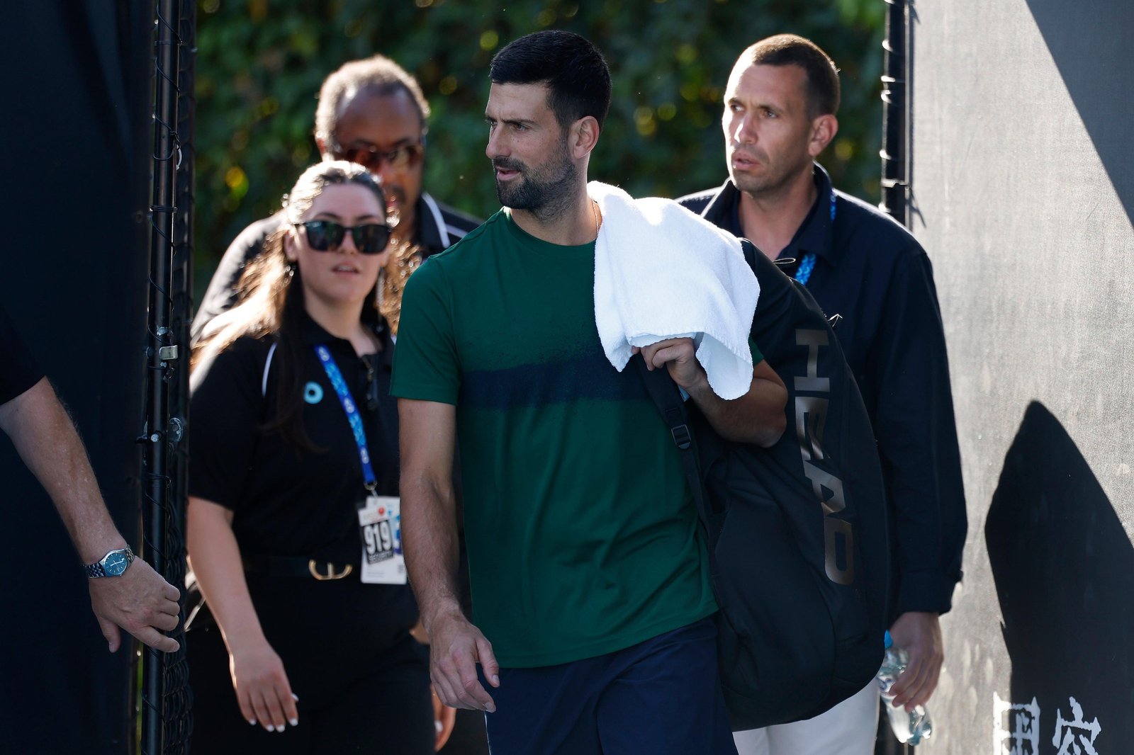 Novak Djokovic during a practice session at Melbourne Park