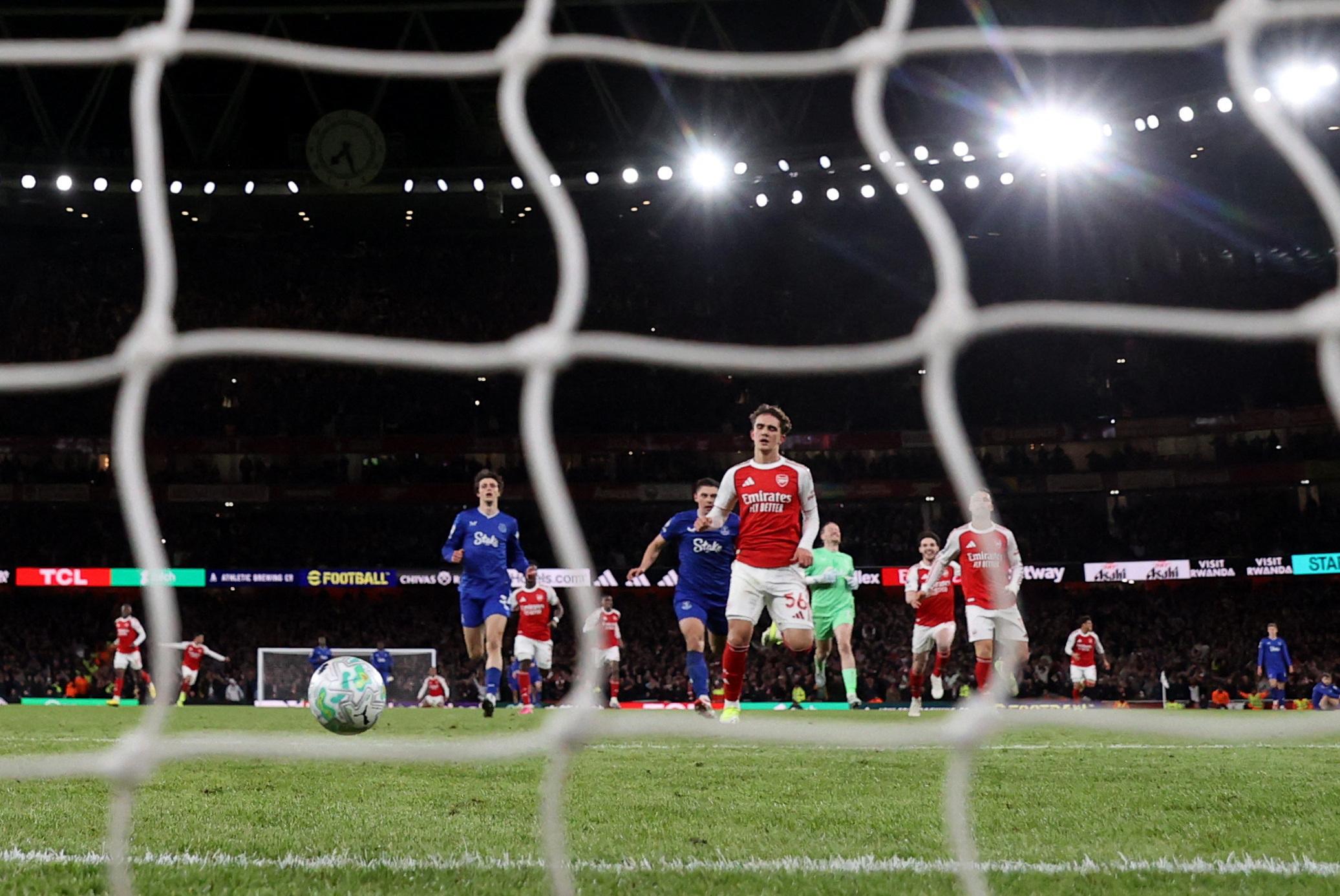 Arsenal’s Max Dowman scores against Everton