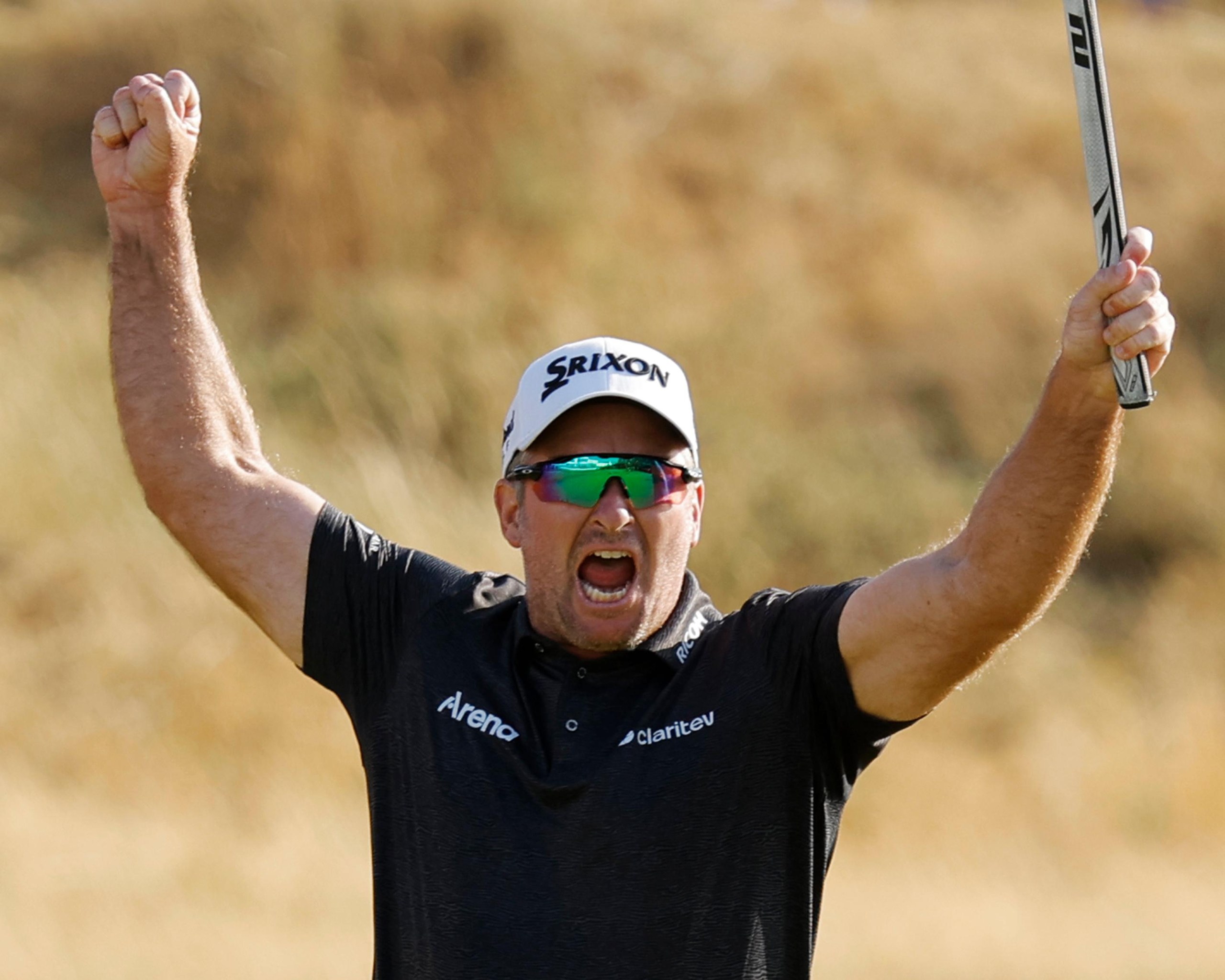 Ryan Fox celebrates after winning the Open on the final green