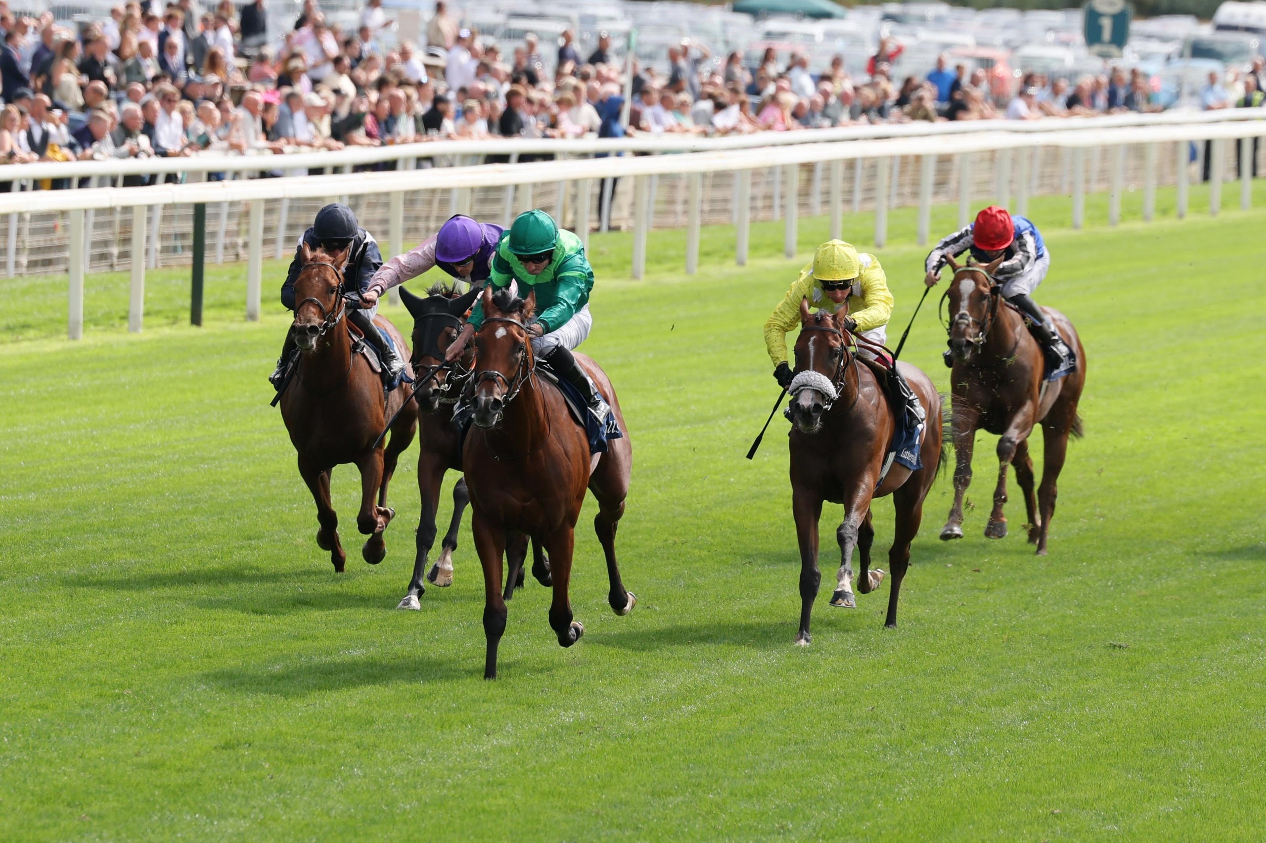 Haffner ridden by Ryan Moore on their way to winning the Acomb Stakes.