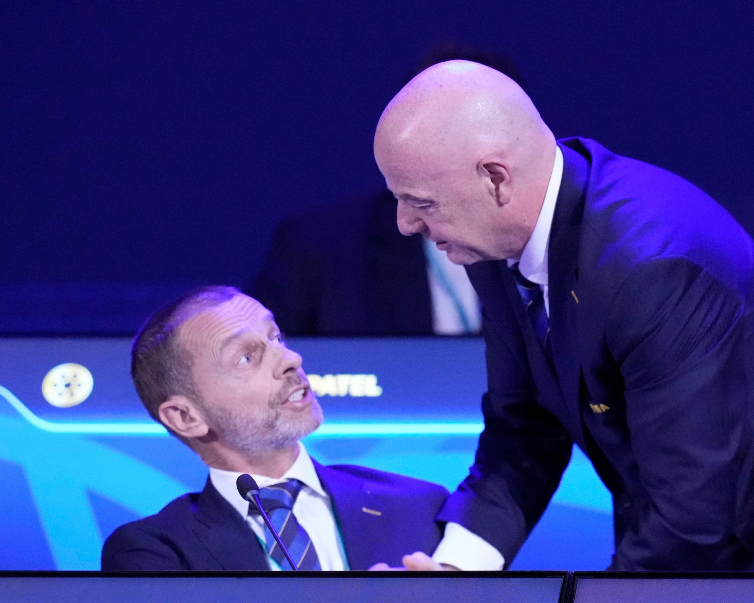Uefa’s Aleksander Ceferin (left) and Fifa’s Gianni Infantino