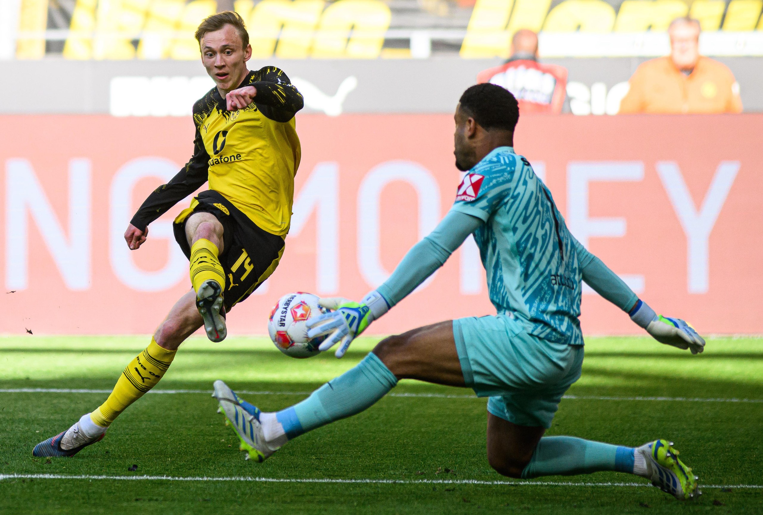 Maximilian Beier opens the scoring for Borussia Dortmund in their 4-0 win over Freiburg.