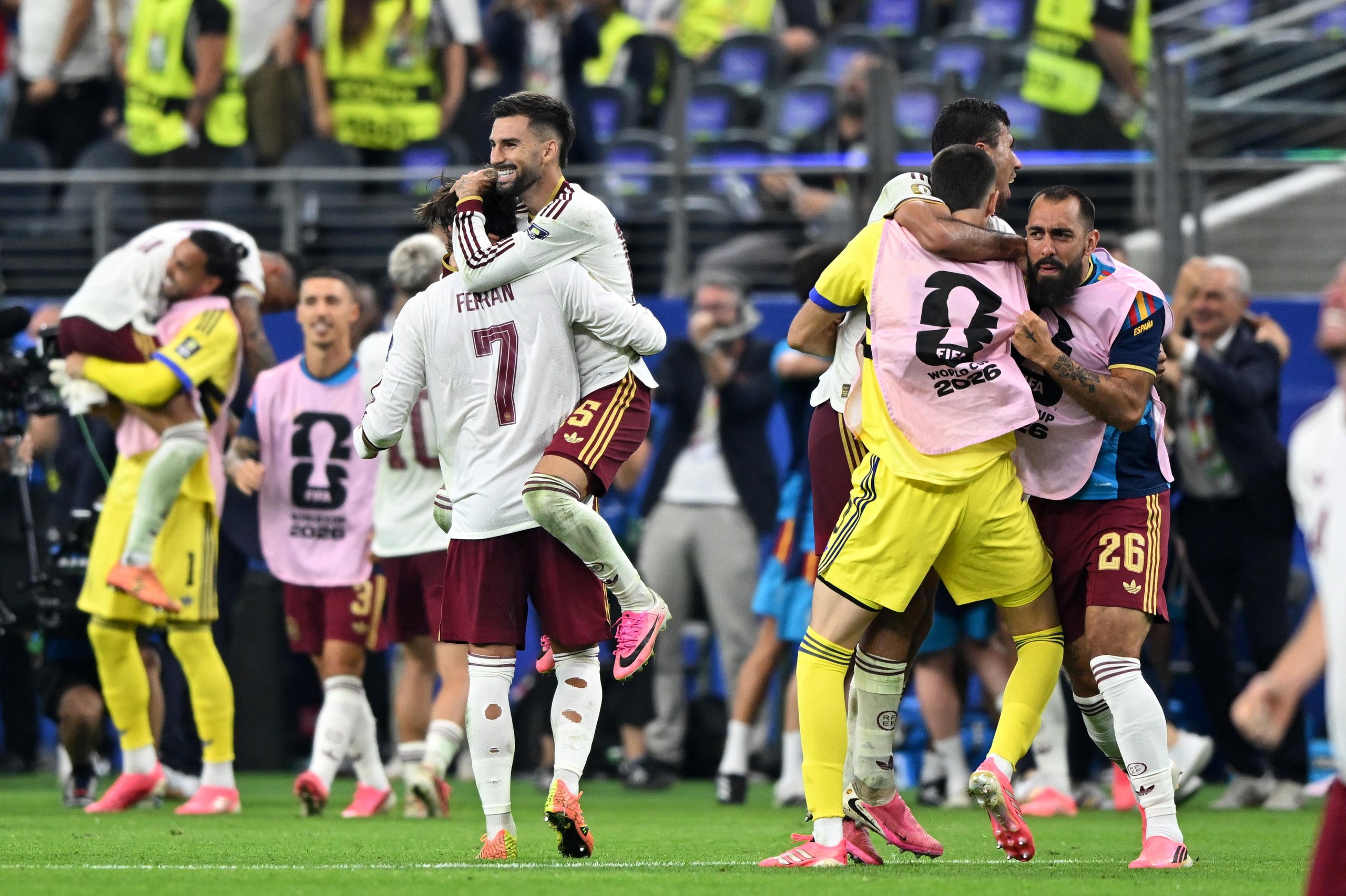 Spain celebrate at the end.