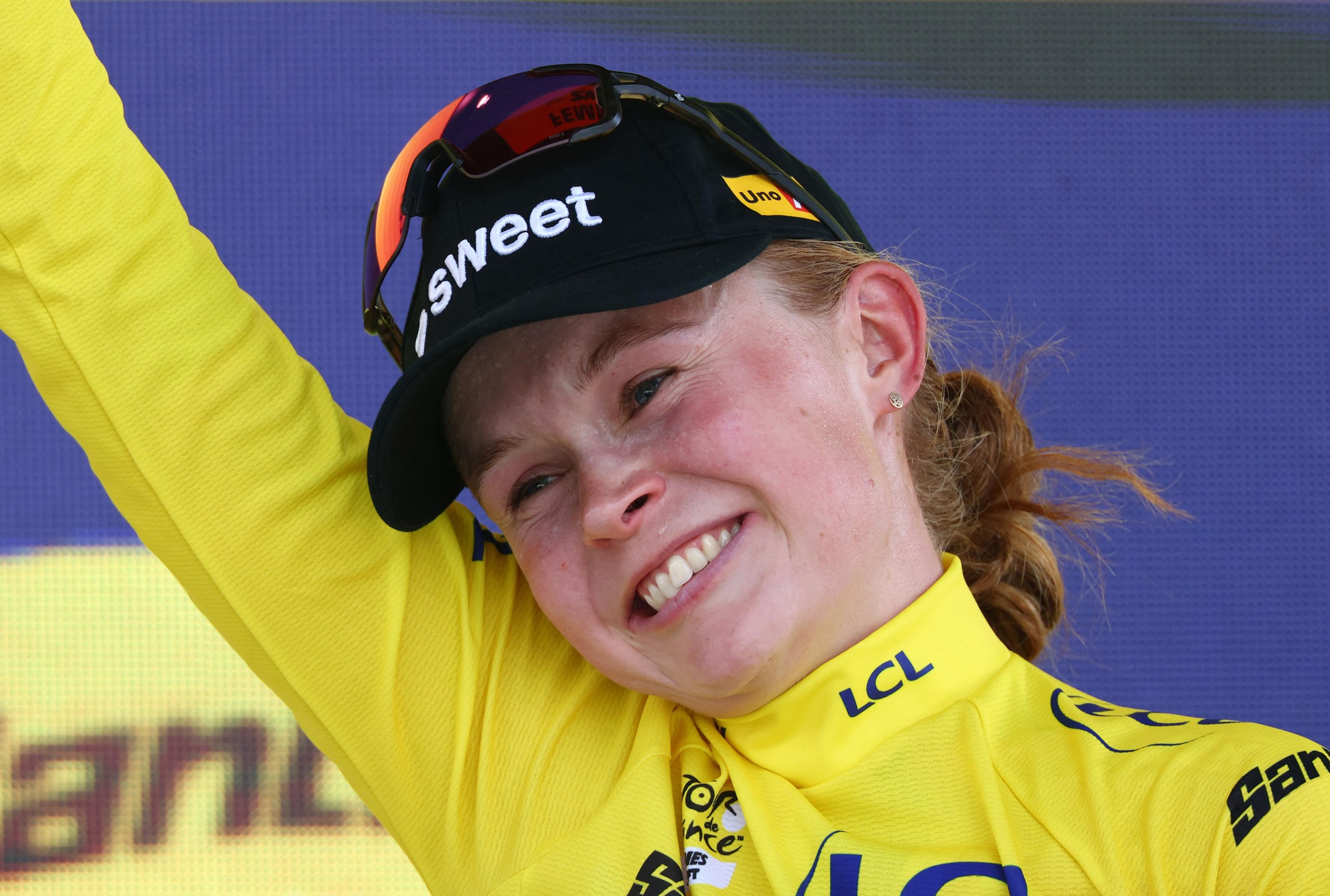 Sigrid Haugset in yellow jersey