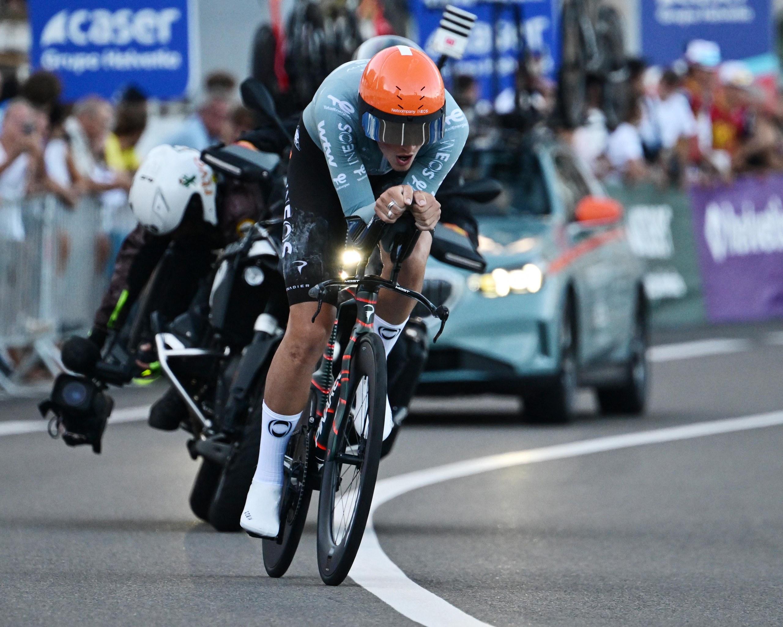 Joshua Tarling riding a road bike
