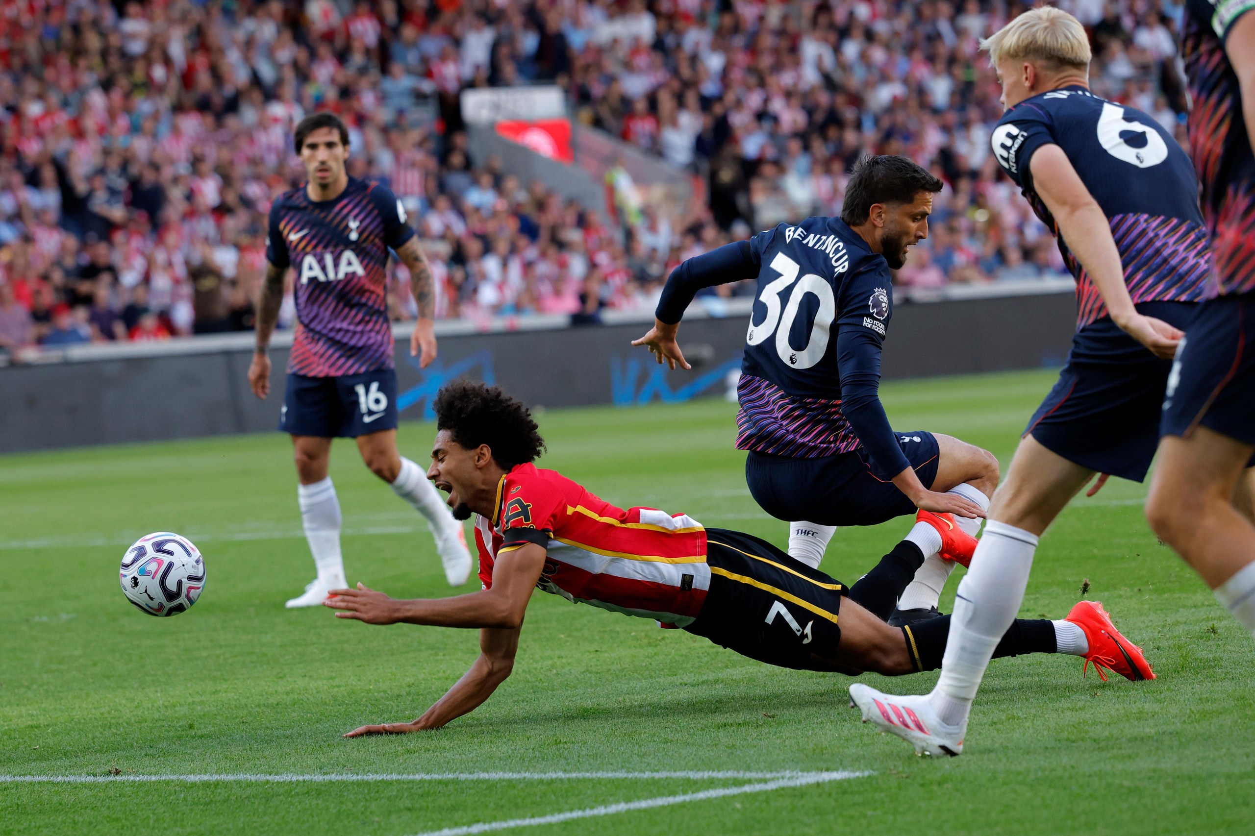 Brentford's Kevin Schade is fouled and awarded a penalty.