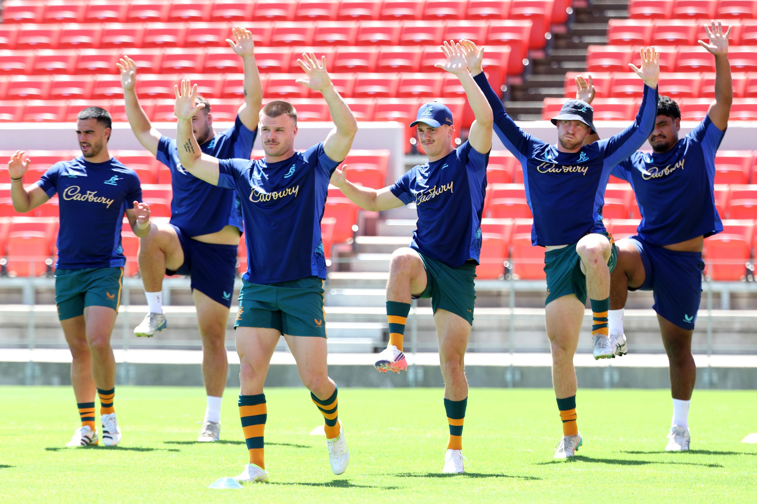 Isaac Henry and the Wallabies train at Hanazono Rugby Stadium in Osaka before their Nations Championship international against Japan