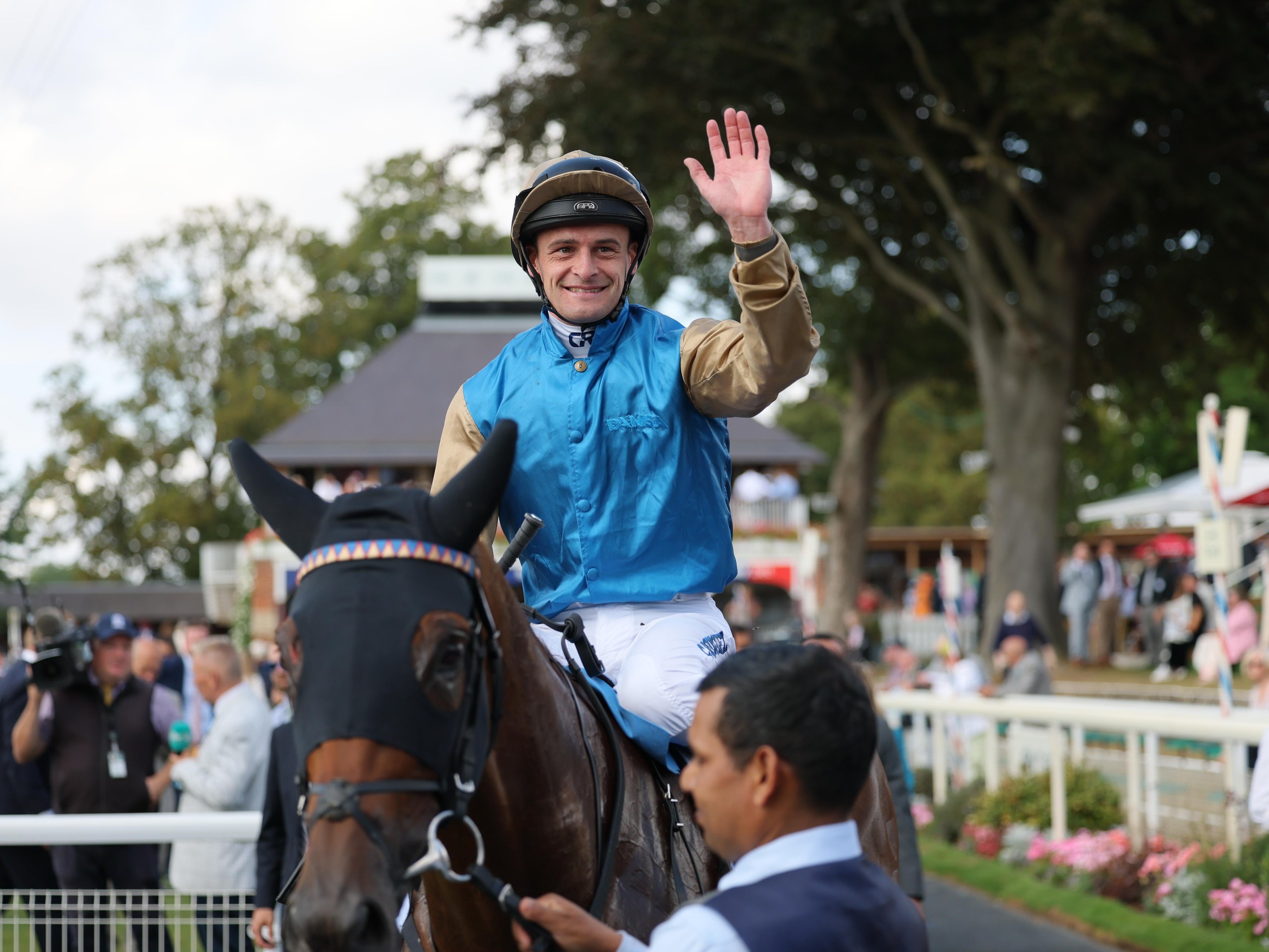 Jockey Callum Rodriguez after riding Archivist to victory.