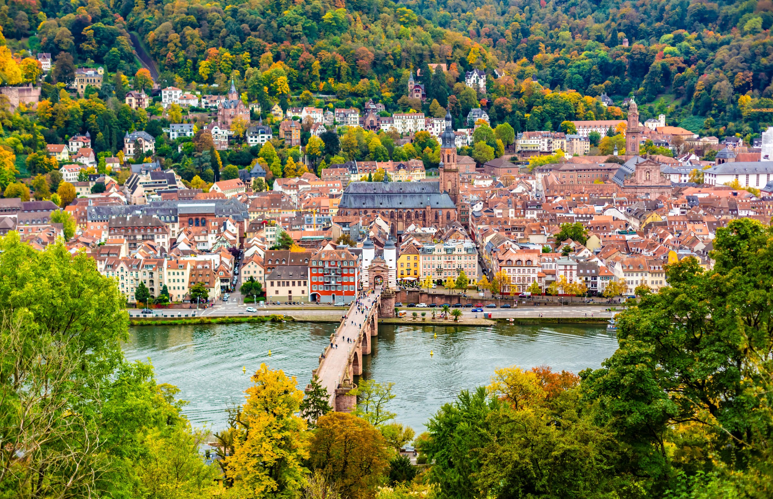 Heidelberg skyline aerial view from above