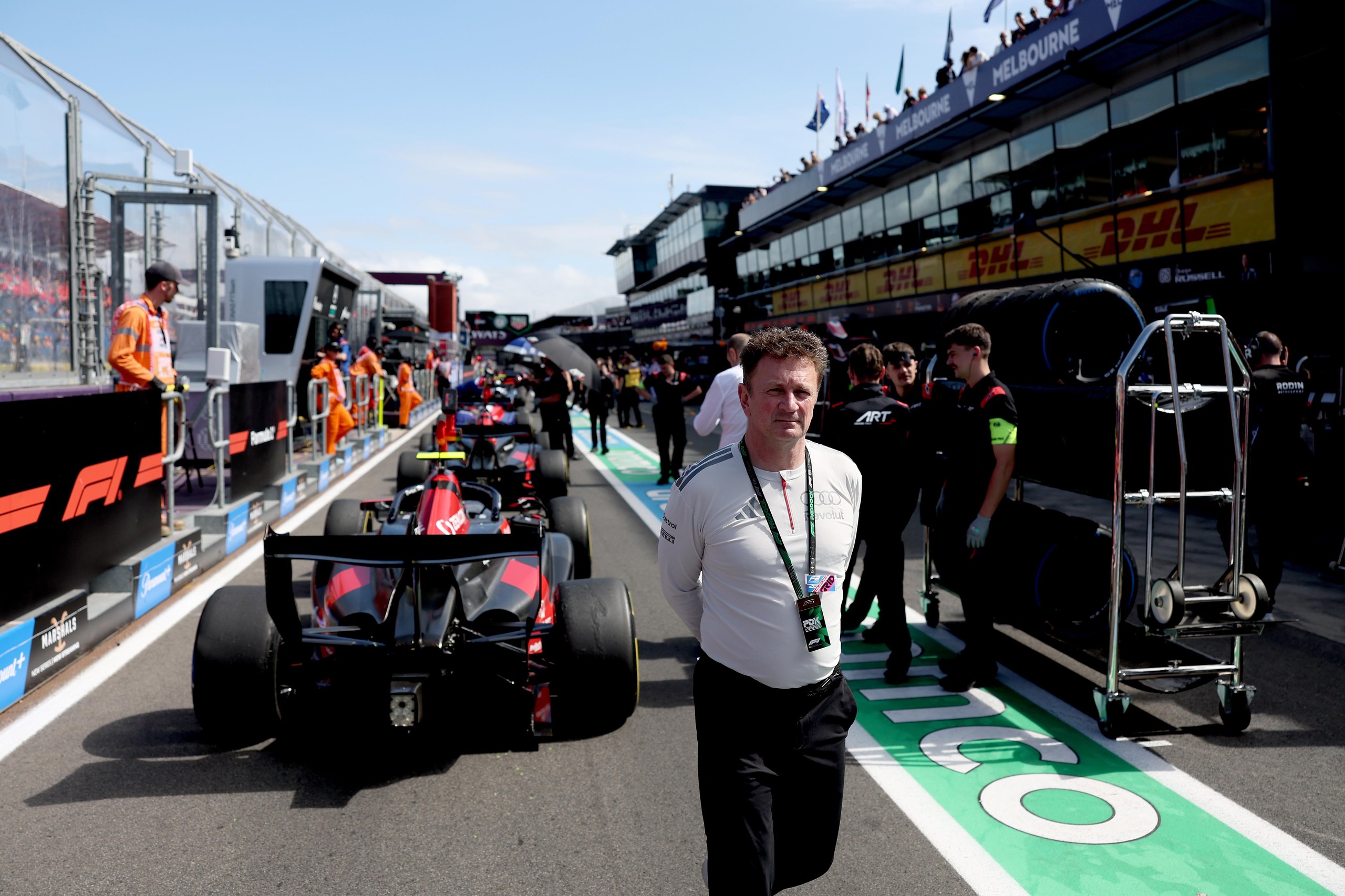 Allan McNish in the pitlane with Audi